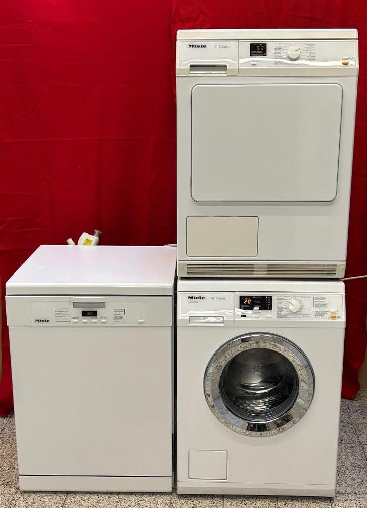 MIELE 7kg wasmachine + MIELE 7kg condensdroogkast, Elektronische apparatuur, Wasmachines, Zo goed als nieuw, Voorlader, 6 tot 8 kg