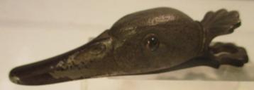 porte-lettres ancien, trombone, canard en bronze, Envoi