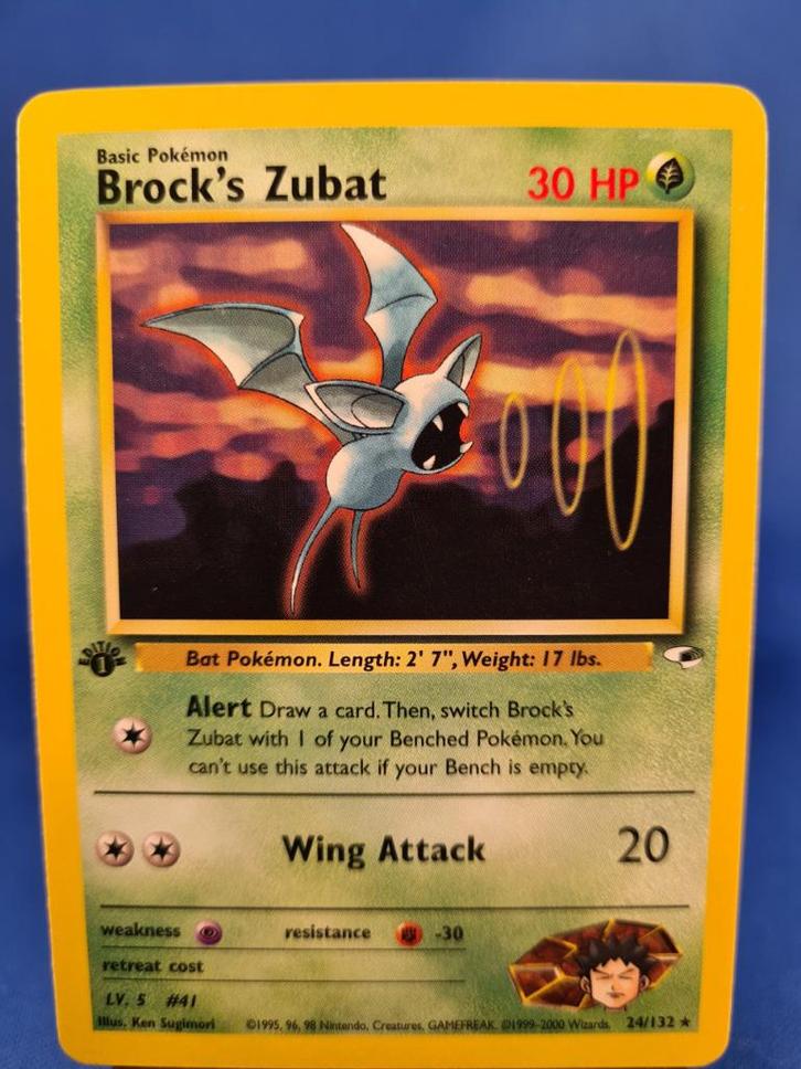 Brock's Zubat 24/132 - Gym Heroes (1st edition), Hobby en Vrije tijd, Verzamelkaartspellen | Pokémon, Gebruikt, Verzenden