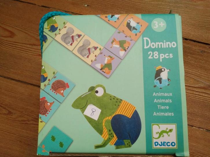 Djeco Domino Dieren 28 stuks, 3+, als nieuw, Hobby en Vrije tijd, Gezelschapsspellen | Bordspellen, Nieuw, Een of twee spelers