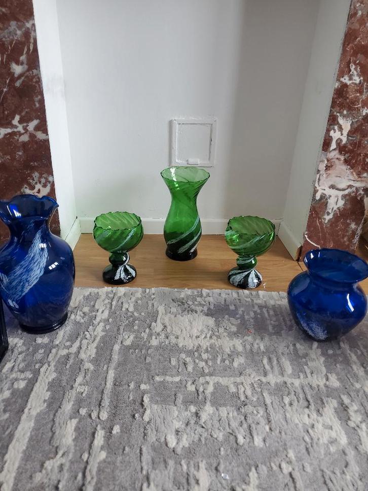 Lot de 6 vases de couleur en semi cristal, Antiquités & Art, Antiquités | Vases, Enlèvement