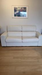 3-zits slaapbank van echt leer, Huis en Inrichting, Slaapkamer | Slaapbanken, Ophalen, Gebruikt, Wit, Overige maten