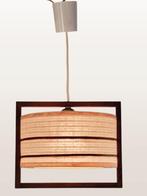 deense hanglamp teak hout en kunststof, Bois, Utilisé, Enlèvement ou Envoi