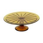 Amberkleurige Art Deco Taartplateau Gebak Schaal Scailmont, Ophalen of Verzenden