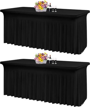 Ensemble de 2 jupes de table noires en spandex LIVRAISON GRA, Envoi, Neuf, Rectangle