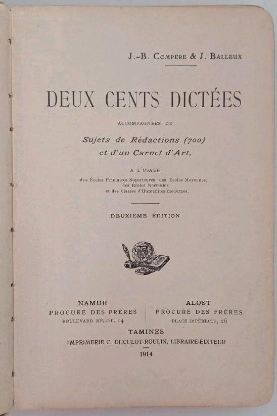 Livre ancien de 1914 "Deux cents dictées accompagnées de...", Antiek en Kunst, Antiek | Boeken en Manuscripten, Ophalen