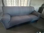 Salon cuir 3 + 2 (bleu foncé) + housses, Ophalen, Gebruikt, Leer