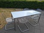 Glazen tafel met bijhorende stoelen, Huis en Inrichting, Tafels | Eettafels, Ophalen, Gebruikt