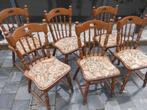 set 6 vintage eikenhouten salonstoelen gestoffeerde zitting, Ophalen