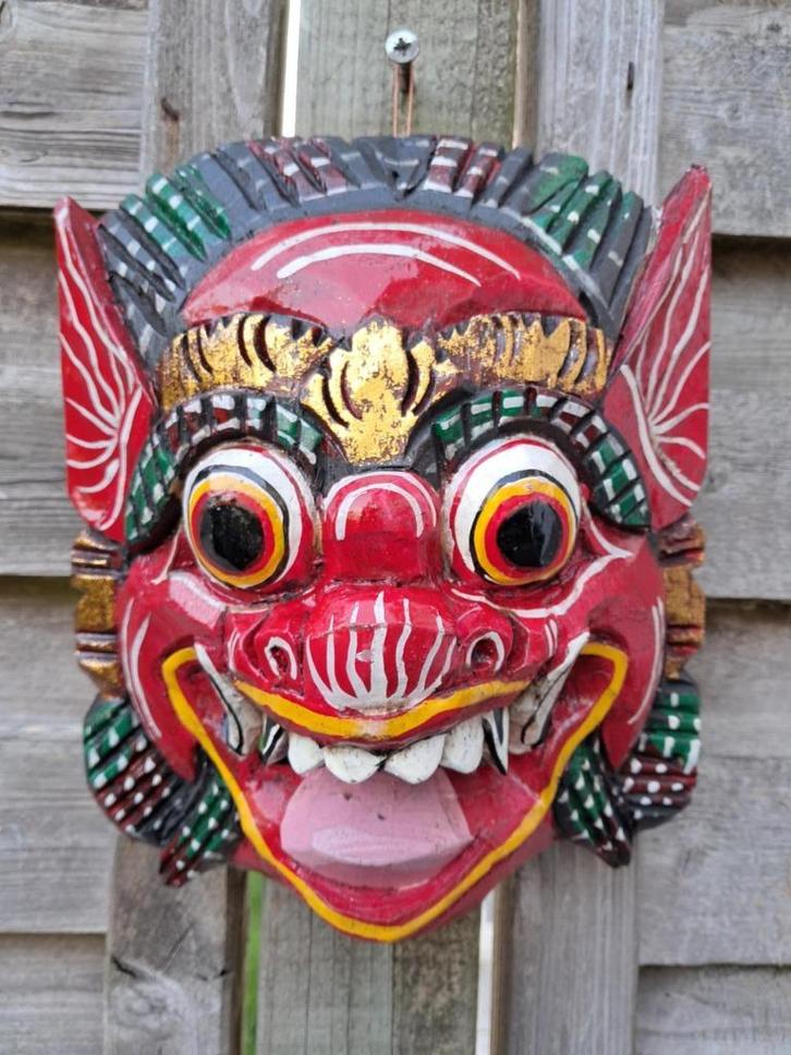 Barong-masker/Indonesië/Bali/handgemaakt/rood, Huis en Inrichting, Woonaccessoires | Wanddecoraties, Nieuw, Ophalen of Verzenden