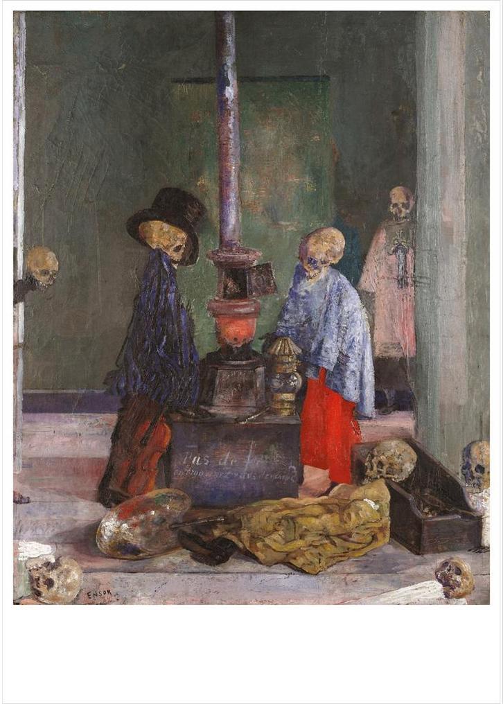 Poster Ensor Skeletons Warming Themselves, Antiquités & Art, Art | Lithographies & Sérigraphies, Enlèvement ou Envoi