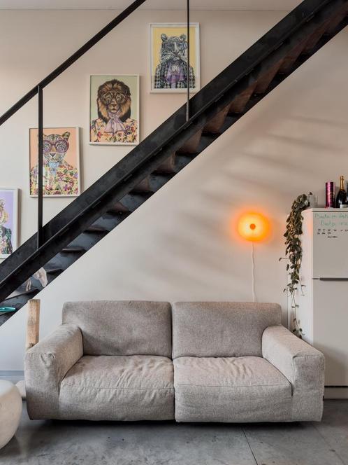 Furninova Loungebank - Tweezits in mooie bruine stof, Huis en Inrichting, Zetels | Zetels, Zo goed als nieuw, Stof, Ophalen