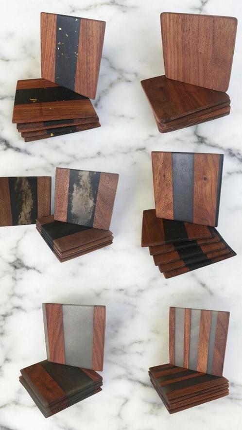 Walnoot onderzetters, Antiek en Kunst, Kunst | Designobjecten, Ophalen of Verzenden