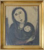 GABY DE PAUW / MOEDER & KIND / ORIGINEEL WERK / 83x74cm KAD, Antiek en Kunst, Ophalen