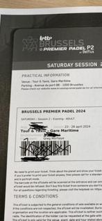 2 tickets adults Padel Premier Tour Brussel - za 27/4 - 17u, Tickets & Billets, Deux personnes, Avril