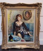 Victor QUIÉNEN, met de hond op schoot, Antiek en Kunst, Ophalen of Verzenden