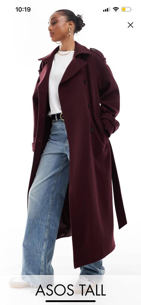 Bordeaux mantel, Kleding | Dames, Jassen | Winter, Zo goed als nieuw, Maat 36 (S), Rood, Ophalen of Verzenden