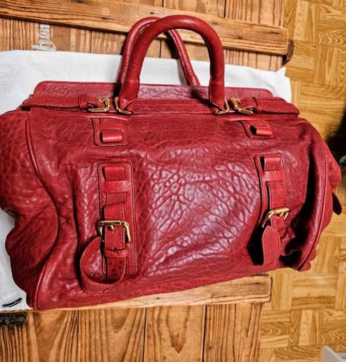 Great by Sandie Paris. Lederen handtas., Handtassen en Accessoires, Tassen | Reistassen en Weekendtassen, Nieuw, Rood, Ophalen