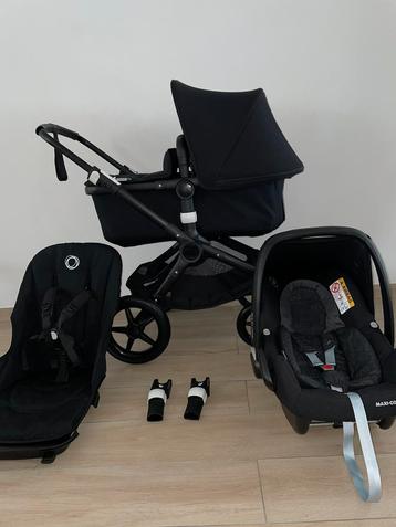 Kit complet 3-en-1 Bugaboo Fox noir (cadre noir)