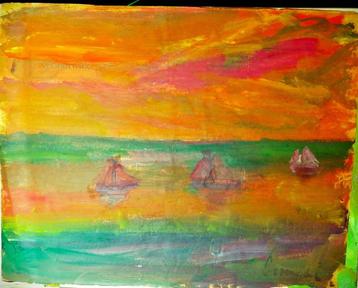 Constant Permeke '' Avond op zee '' olieverf op papier  beschikbaar voor biedingen