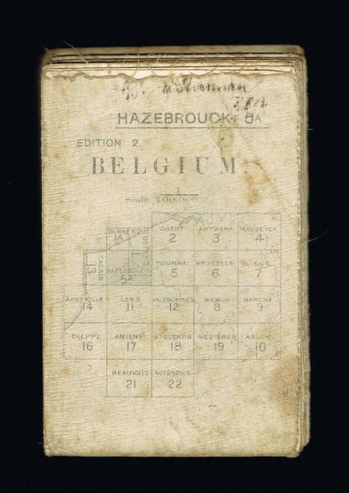 Britse stafkaart Belgium, Hazebrouck, linnen (1916), Verzamelen, Militaria | Algemeen, Ophalen of Verzenden