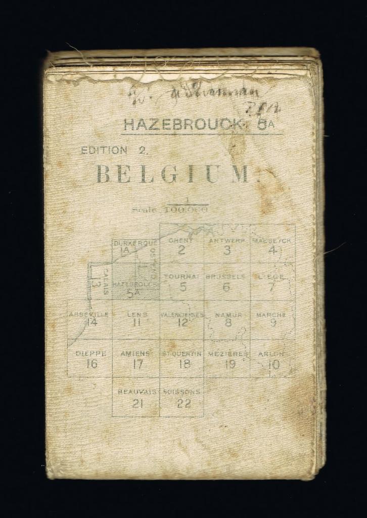 Britse stafkaart Belgium, Hazebrouck, linnen (1916), Verzamelen, Militaria | Algemeen, Ophalen of Verzenden