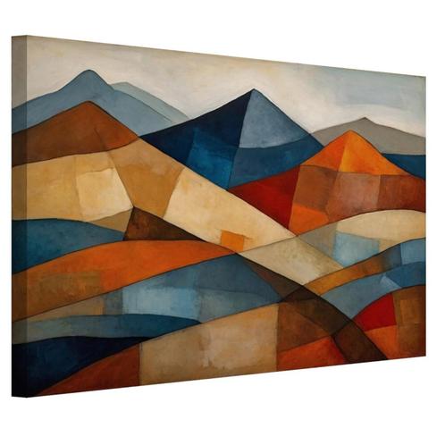 Berglandschap Paul Klee stijl canvas 60x40cm - 18mm., Antiek en Kunst, Kunst | Schilderijen | Abstract, Verzenden