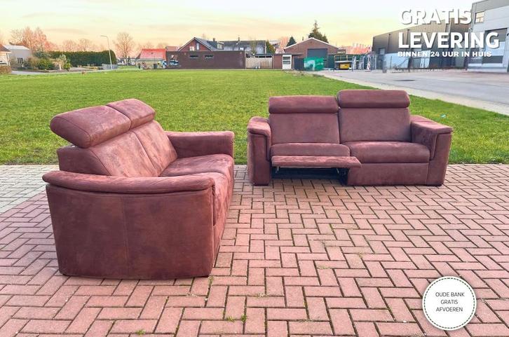 GRATIS LEVERING HEEL BE 3+ 2.5-zit Stof Suede Relax Bankstel, Huis en Inrichting, Zetels | Zetels, Zo goed als nieuw, Rechte bank