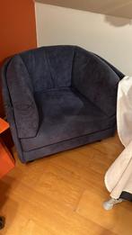 Blauwe suède zetel / chaise, Minder dan 150 cm, Minder dan 75 cm, Modern, Gebruikt