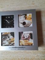 Klokje met fotokaders in één  reclame 'Vandenabeele', Ophalen of Verzenden, Gebruikt, Analoog, Wekker of Tafelklok