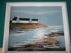 Maritiem landschap acryl schilderij 28cm x 24 cm gesigneerd, Ophalen of Verzenden