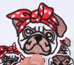 Mops hond strijkplaatje patch kinderen - 62 x 54 mm, Ophalen of Verzenden, Nieuw
