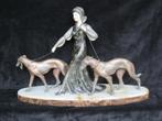 Dame met twee honden gemerkt Scali., Antiek en Kunst, Antiek | Brons en Koper, Ophalen, Brons