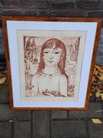 Gravure jeune fille signe rodolphe strebelle, Antiek en Kunst, Ophalen of Verzenden
