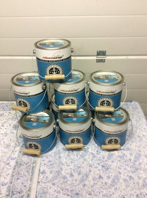 Partij muurverf, Doe-het-zelf en Bouw, Verf, Beits en Lak, Nieuw, Verf, Minder dan 5 liter, Blauw, Ophalen