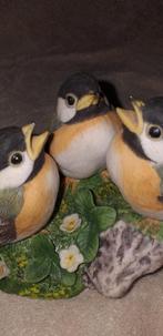 Vintage porseleinen beeldje Franklin Mint - 3 vogeltjes, Envoi, Comme neuf, Animal