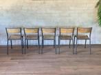 4 Franse schoolstoelen / prijs per stoel, Huis en Inrichting, Stoelen, Vijf, Zes of meer stoelen, Metaal, Gebruikt, Ophalen of Verzenden