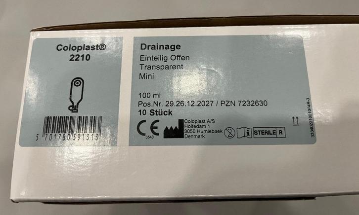 Coloplast Ledigbaar drainage-zakje Mini 100ml (cat nr 2210), Divers, Matériel Infirmier, Neuf, Enlèvement ou Envoi