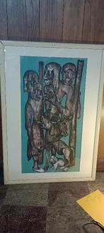 Peinture sur bois, art africain,LJ. VAN SCHIJFES,70x100,n490, Enlèvement