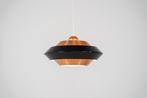 Vintage koperen en zwarte hanglamp, Enlèvement, Comme neuf, Métal
