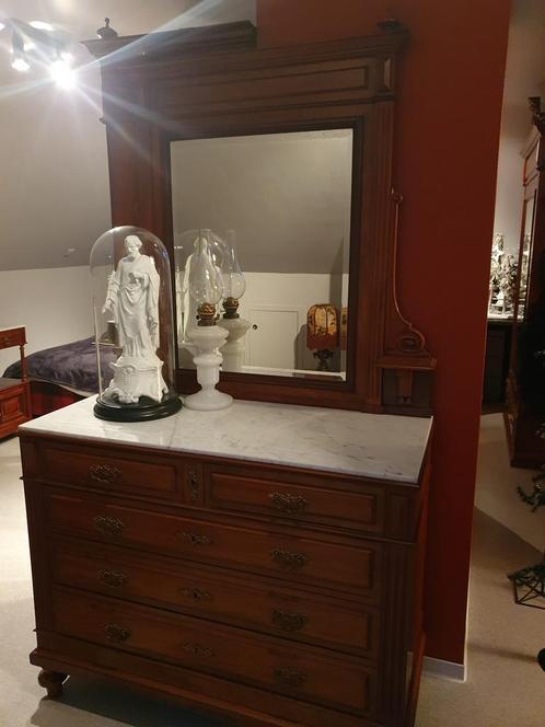 Mooie vintage commode met marmeren blad en spiegel, Antiek en Kunst, Antiek | Overige Antiek, Ophalen
