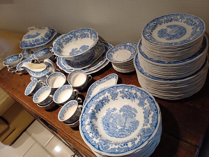 Porselein Copeland Severn Servies Engels Blauw, Huis en Inrichting, Keuken | Servies, Zo goed als nieuw, Compleet servies, Overige stijlen