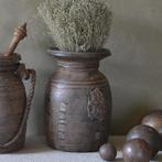 Oude houten Himachal pot Nepalese kruik, Huis en Inrichting, Overige materialen, Gebruikt, Overige kleuren, Ophalen of Verzenden