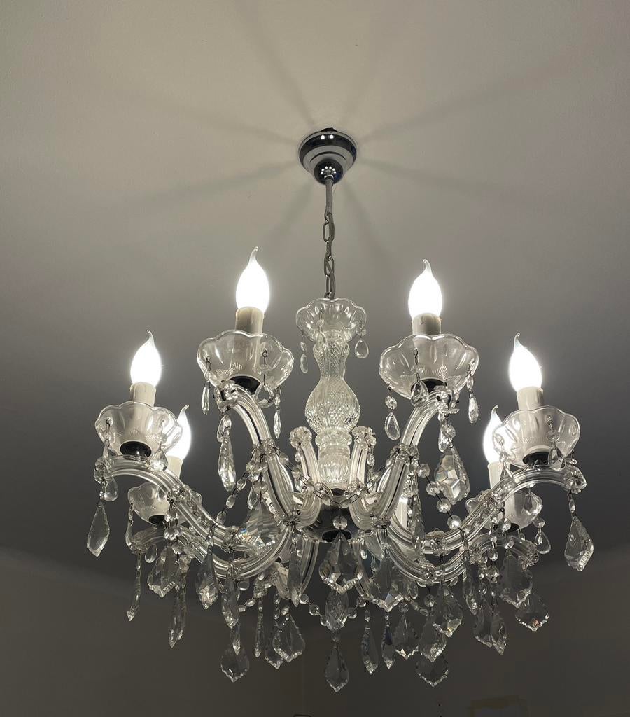 Kroonluchter - retro-modern, Huis en Inrichting, Lampen | Kroonluchters, Zo goed als nieuw, Glas, Kunststof, Ophalen