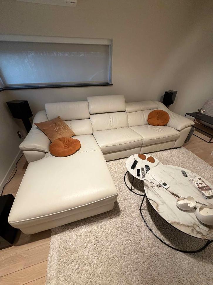Hoekzetel met elektr. relax in leder, Huis en Inrichting, Zetels | Complete zithoeken, Zo goed als nieuw, Leer, Ophalen of Verzenden