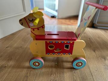 Janod loopwagen houten paard met blokjes beschikbaar voor biedingen
