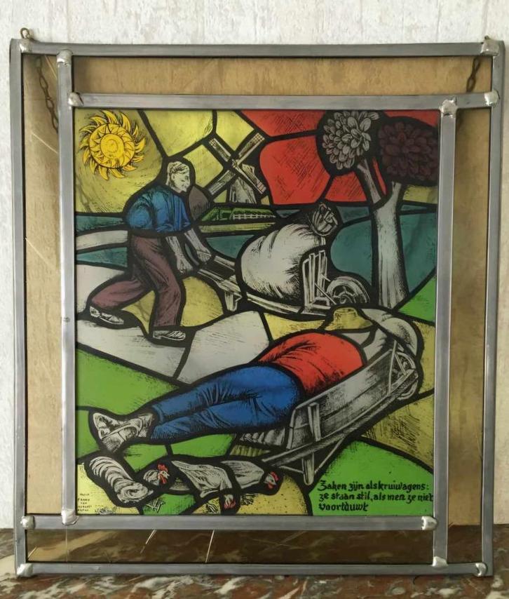 3 Raamdecoraties glas in lood, Antiek en Kunst, Kunst | Overige Kunst, Ophalen of Verzenden