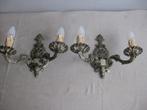 Vintage - Bronzen wandgarnituren met 2 lampen., Ophalen of Verzenden