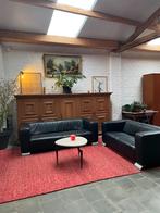 Prachtig zwart lederen zetels, salon, Huis en Inrichting, Ophalen, Zo goed als nieuw, Leer