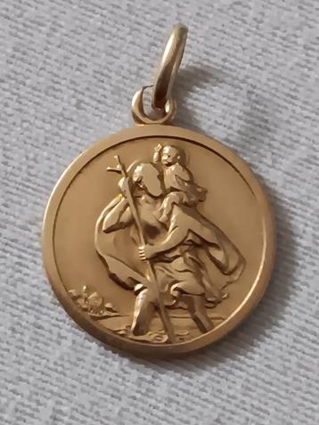 Gouden medaillon 18K. Sint Christopher beschikbaar voor biedingen